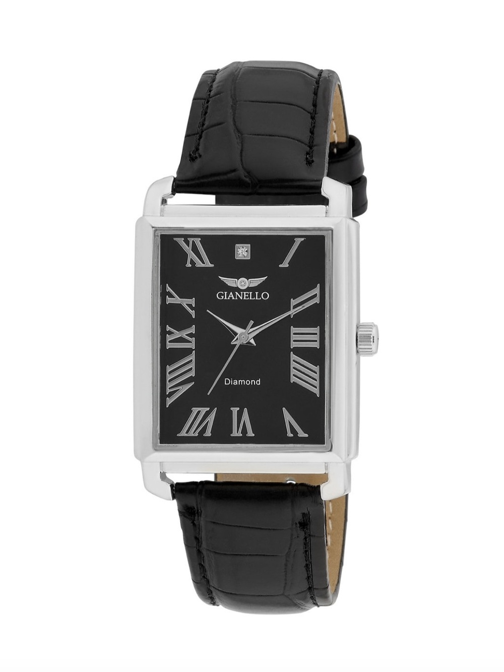 Gianello Genuine Diamond Roman Luxe 30 Vegan Leather Watch Carat Size 1/10